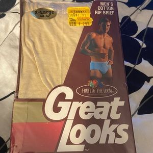 Vintage 70’s Great Looks Fruit of the Loom Cotton Briefs Underwear Yellow XL NIB
